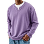 Mens Patchwork Mock Two-Piece Crew-Neck Long-Sleeve Top - Image 2