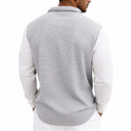 Men's Waffle-Weave Loose-Fit Casual Color-Block Striped Long-Sleeve - Image 7