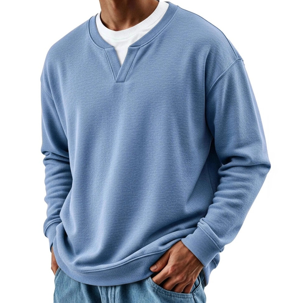 ecc1107b-7e9e-4d6e-8416-c708e6ec0831_fine.jpeg Mens Patchwork Mock Two-Piece Crew-Neck Long-Sleeve Top - Image 1